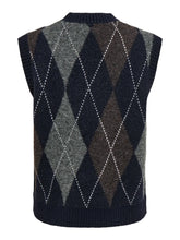 Load image into Gallery viewer, ONLY Argyle Knitted Tank Top - Navy/Grey