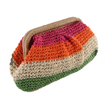 Load image into Gallery viewer, Straw Clutch Bag - Orange Pink Beige