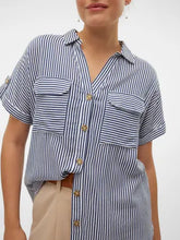 Load image into Gallery viewer, Vero Moda Short Sleeve Striped Shirt - Navy/White