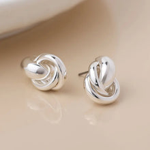 Load image into Gallery viewer, POM Silver Plated Polished Knot Earrings
