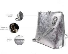 Load image into Gallery viewer, Made in Italy Small Leather Cross Body Bag - Silver