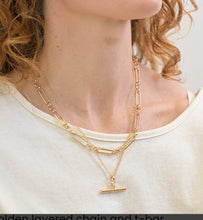 Load image into Gallery viewer, POM Golden Layered Chain and T-Bar Necklace