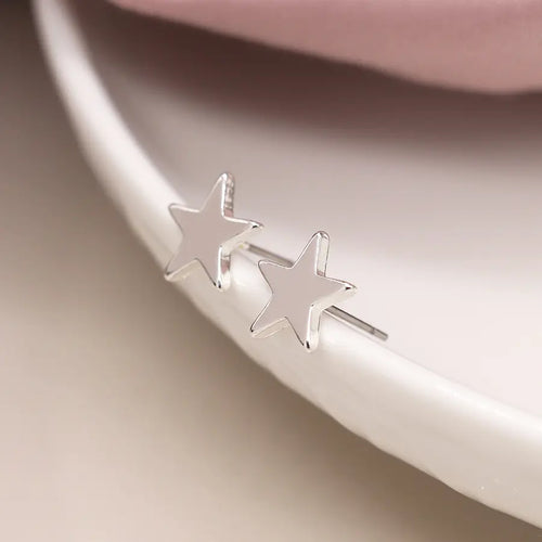 POM Small Silver Plated Star Stud Earrings