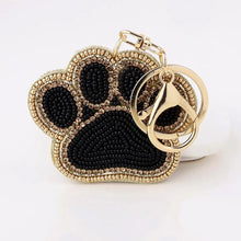 Load image into Gallery viewer, POM Joy Black &amp; Gold Pawprint Bag Charm/Keyring