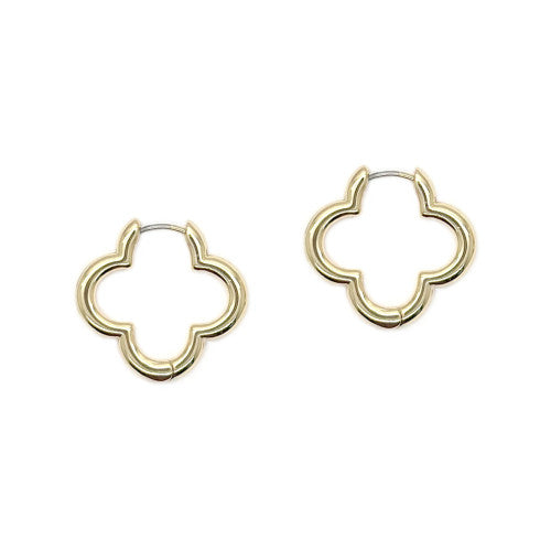 Gold Colour Clover Shape Clip Earrings