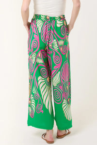 Green Swirl Pattern Wide leg Trousers