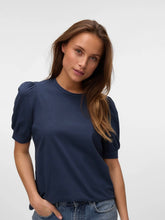 Load image into Gallery viewer, AWARE Kerry Puff Sleeve Organic Cotton T-Shirt - Navy