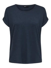Load image into Gallery viewer, ONLY Short Sleeve Fold Up Cuff T-Shirt - Navy