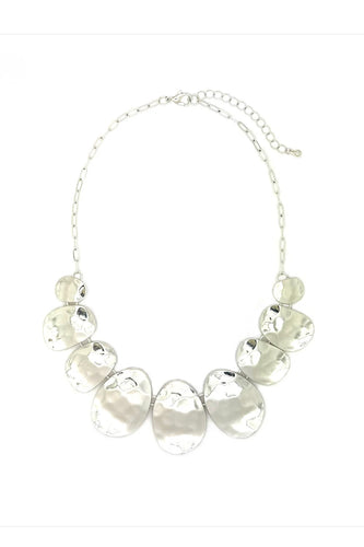Silver Hammered Organic Shapes Necklace