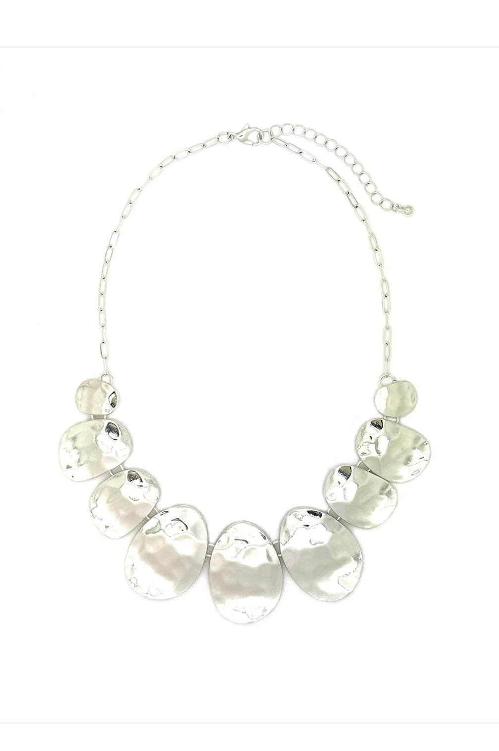 Silver Hammered Organic Shapes Necklace