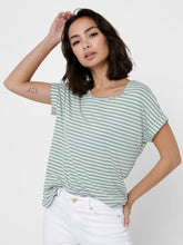 Load image into Gallery viewer, ONLY Scoop Neck Striped Tee - Pale Green
