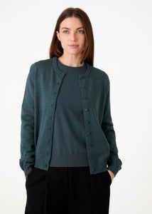 Dreams  Cashmere Like Crew Neck Crop Cardigan - Sea Blue