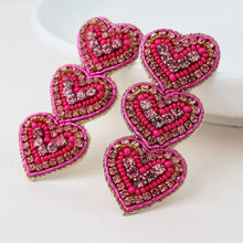 Load image into Gallery viewer, POM Embellished Triple Heart Earrings