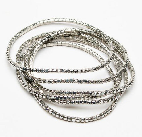 Eliza Gracious Crystal Encrusted Six Strand Stretch Bracelet
