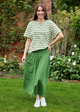 Load image into Gallery viewer, DREAMS Linen/Viscose Shirred Waist A-Line Skirt - Green