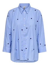 Load image into Gallery viewer, ONLY Striped Shirt with Navy Hearts