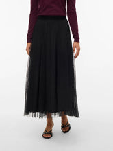 Load image into Gallery viewer, Vero Moda Pleated Net Mid Waist Skirt - Black