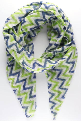 Sarta Blue & Lime Zig Zag Scarf