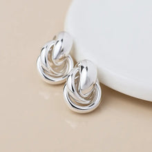 Load image into Gallery viewer, POM Silver Plated Polished Knot Earrings