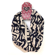 Load image into Gallery viewer, POM Zebra Print Snood - Navy