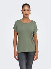 Load image into Gallery viewer, ONLY Short Sleeve Fold Up Cuff T-Shirt - Khaki