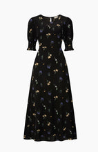 Load image into Gallery viewer, Sarta Floral Posy Midi Tea Dress - Black