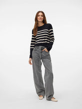 Load image into Gallery viewer, Vero Moda Black &amp; Cream Striped Long Sleeve Jumper