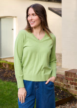 Load image into Gallery viewer, DREAMS Cashmere Like V-Neck Jumper - Soft Lime