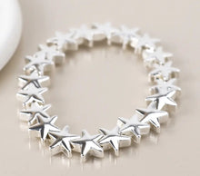 Load image into Gallery viewer, POM Silver Plated Polished Stars Stretch Bracelet