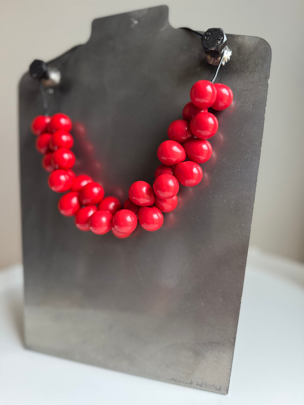 Red Resin Cluster Necklace
