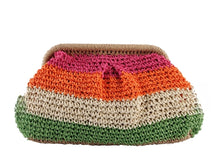 Load image into Gallery viewer, Straw Clutch Bag - Orange Pink Beige