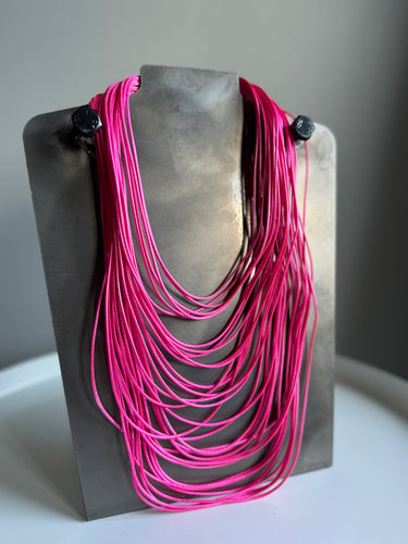 Bright Pink Multi Layered Rope Necklace