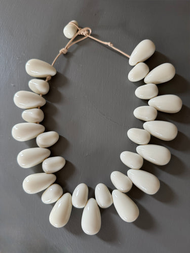 White Teardrop Statement Necklace