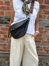 Load image into Gallery viewer, Italian Leather Large Sling Bag - Black