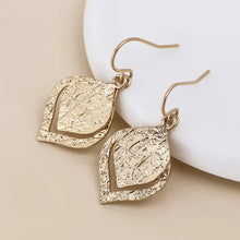 Load image into Gallery viewer, POM Halo Golden Foil Textured Layered Leaf Drop Earrings