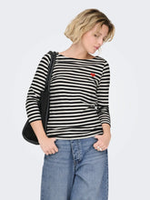 Load image into Gallery viewer, ONLY 3/4 Boat Neck Striped Top - Black/White