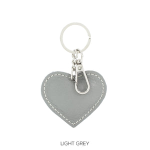 Pale Grey Leather Heart Keyring