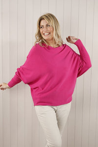 Goose Island Soft Knit Batwing Jumper - Hot Pink