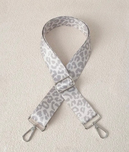 Pale Grey Animal Print Bag Strap