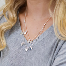 Load image into Gallery viewer, POM Moonbeam Silver Plated Double Strand Heart Drop Necklace
