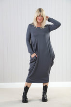 Load image into Gallery viewer, Goose Island Charcoal Long Sleeve Jersey Dress