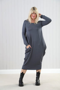 Goose Island Charcoal Long Sleeve Jersey Dress
