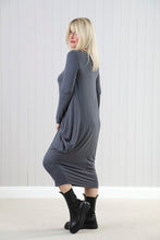Load image into Gallery viewer, Goose Island Charcoal Long Sleeve Jersey Dress