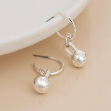 Load image into Gallery viewer, POM Silver Plated C-Hoop &amp; Ball Charm Earrings