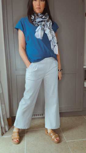 Silver Wide Leg Stretch Trousers