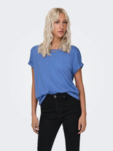 Load image into Gallery viewer, ONLY Short Sleeve Fold Up Cuff T-Shirt - Blue Yonder