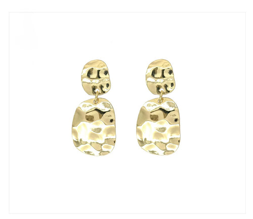 Gold Hammered High Shine Earrings