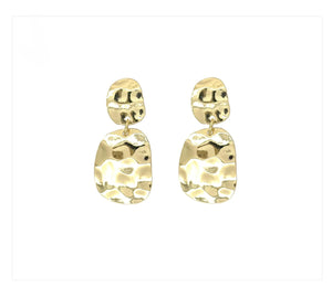 Gold Hammered High Shine Earrings