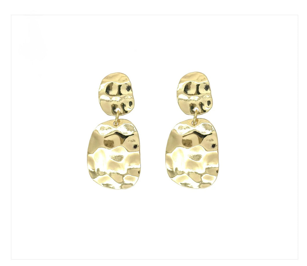 Gold Hammered High Shine Earrings