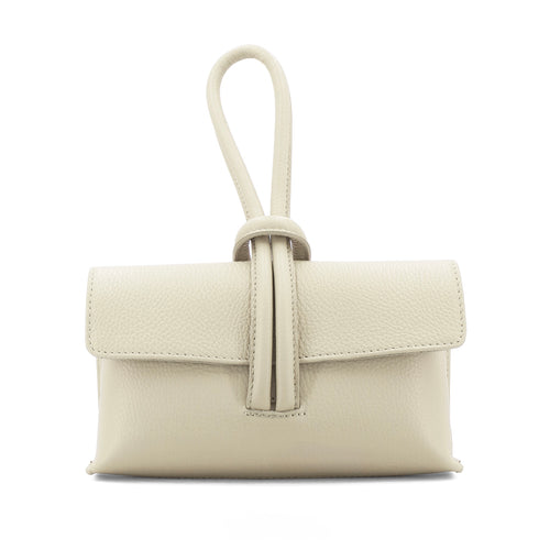 Cream Leather Loop Handle Bag